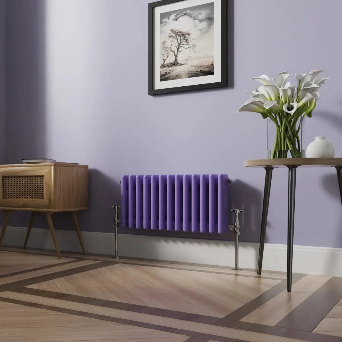 Ferentino - Traditional horizontal column radiator blue lilac