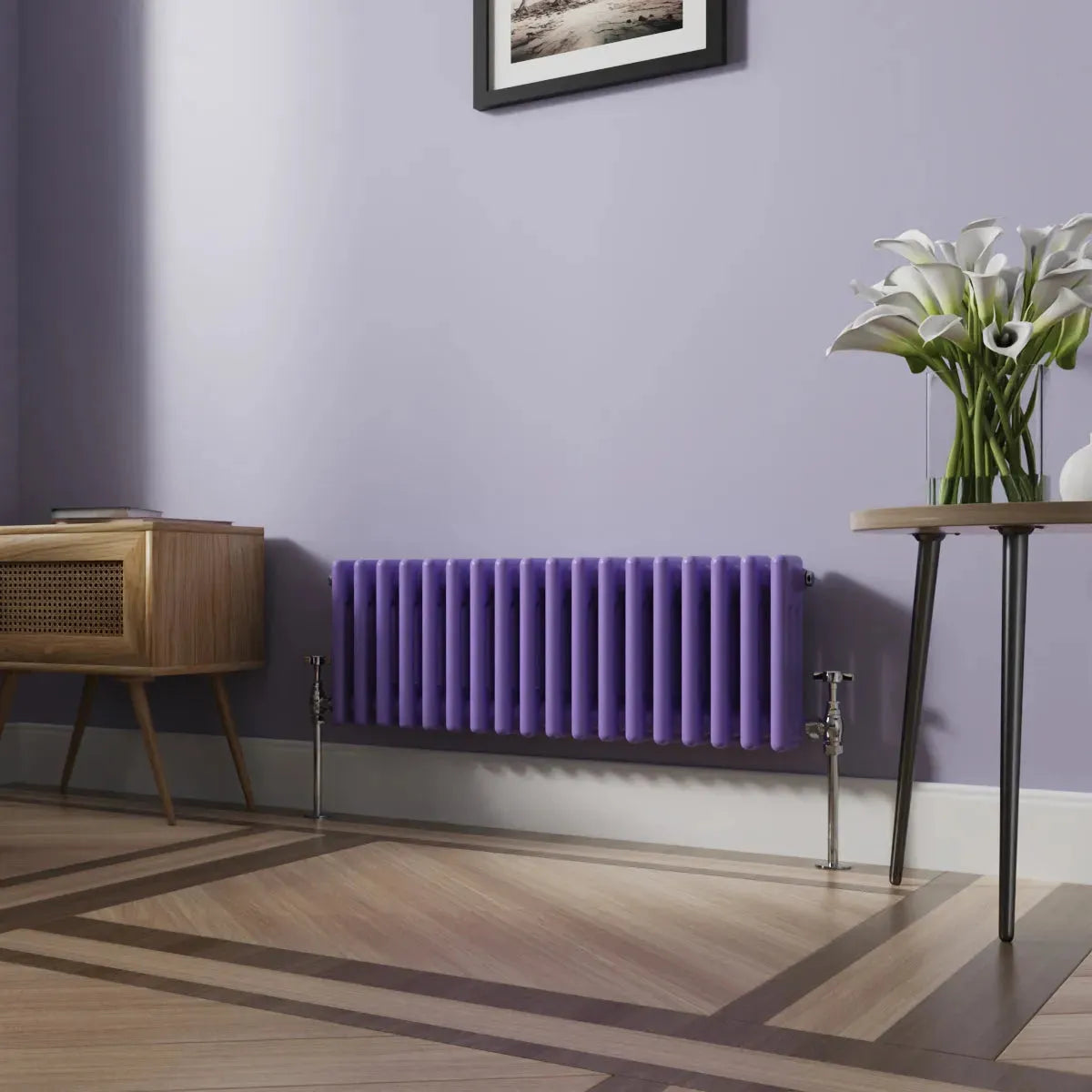 Ferentino - Traditional horizontal column radiator blue lilac