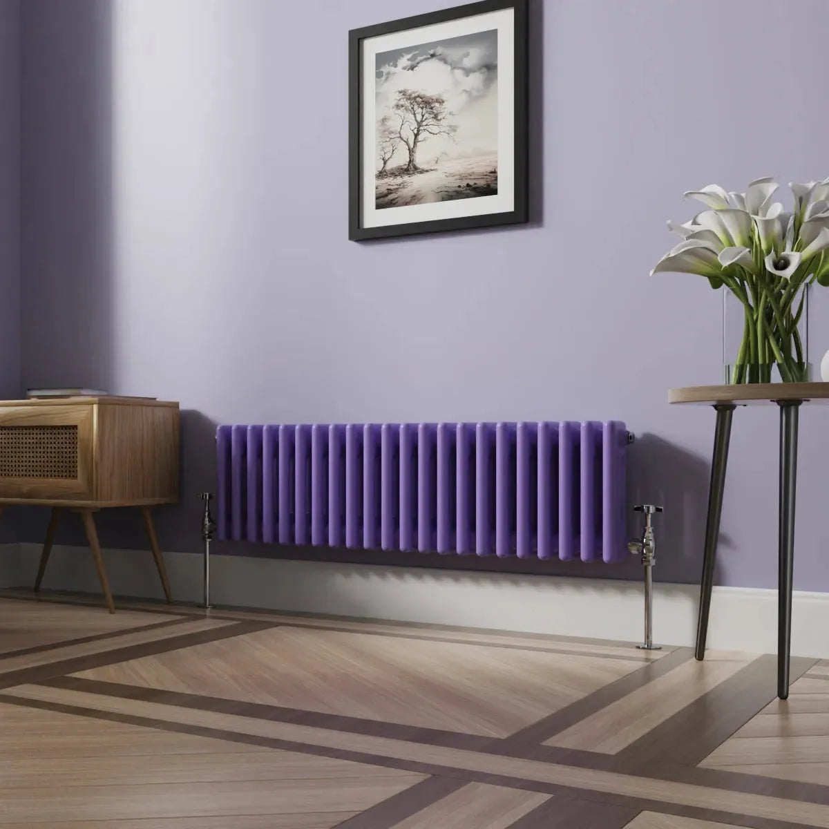 Ferentino - Traditional horizontal column radiator blue lilac