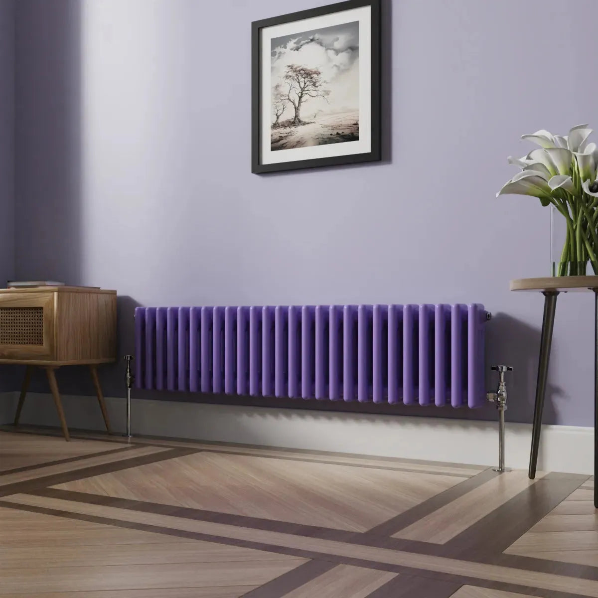 Ferentino - Traditional horizontal column radiator blue lilac