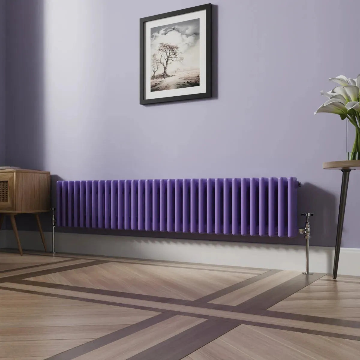 Ferentino - Traditional horizontal column radiator blue lilac