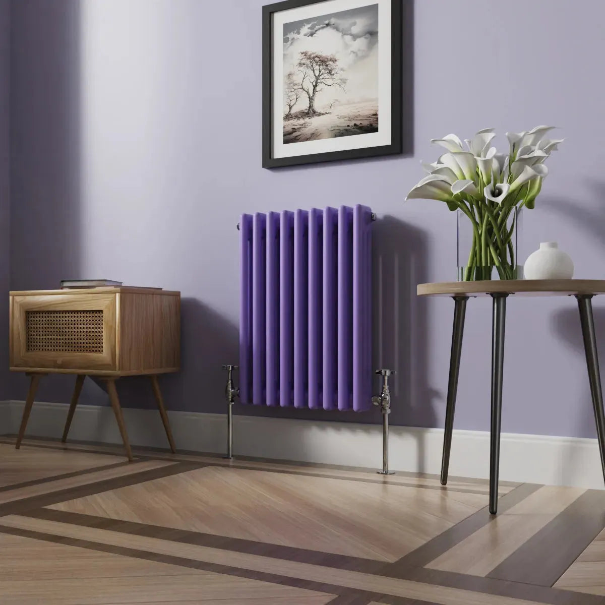 Ferentino - Traditional horizontal column radiator blue lilac