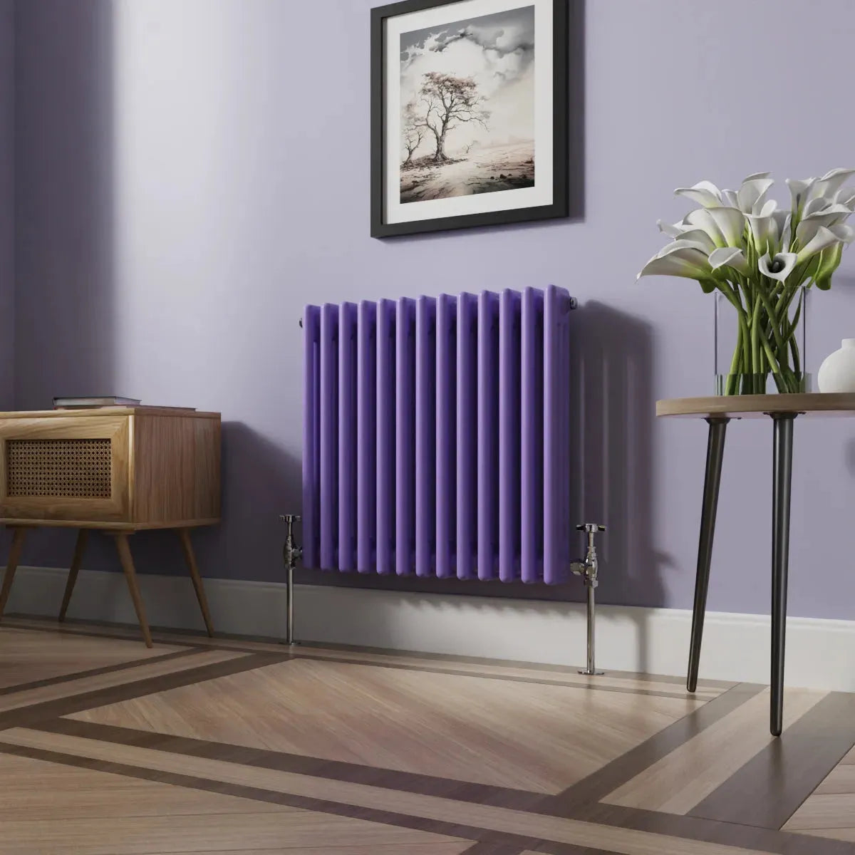 Ferentino - Traditional horizontal column radiator blue lilac