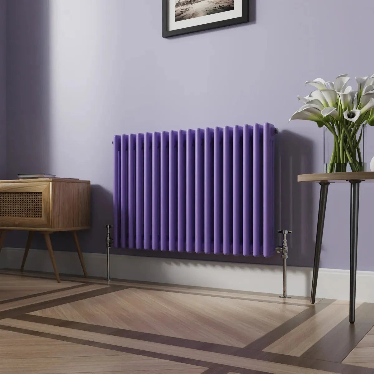 Ferentino - Traditional horizontal column radiator blue lilac