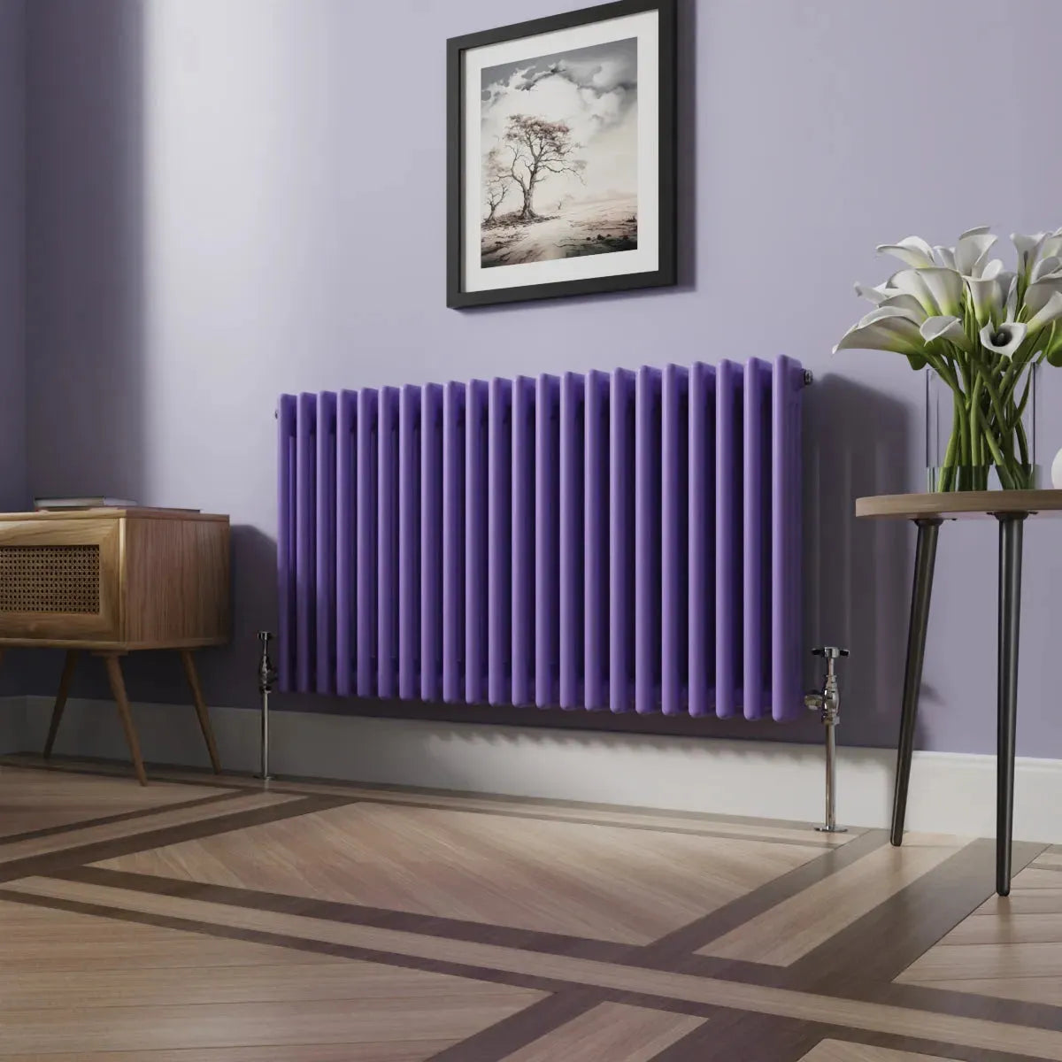 Ferentino - Traditional horizontal column radiator blue lilac