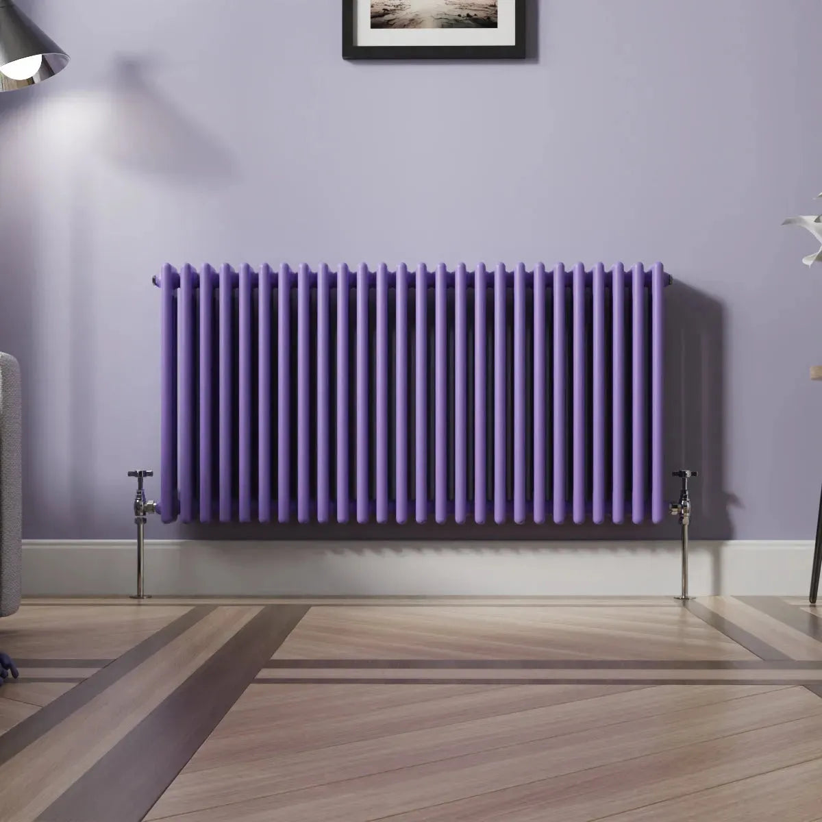 Ferentino - Traditional horizontal column radiator blue lilac