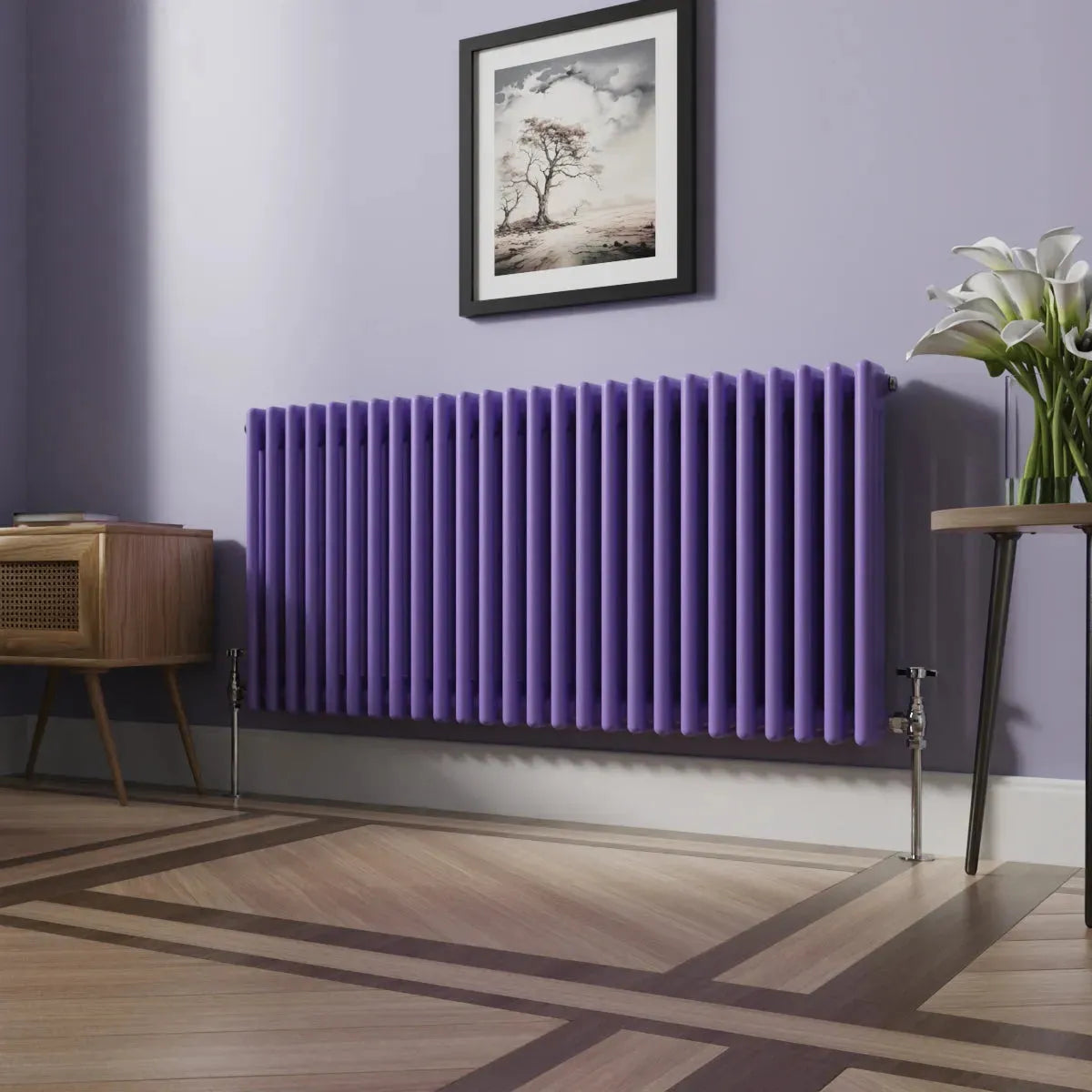 Ferentino - Traditional horizontal column radiator blue lilac