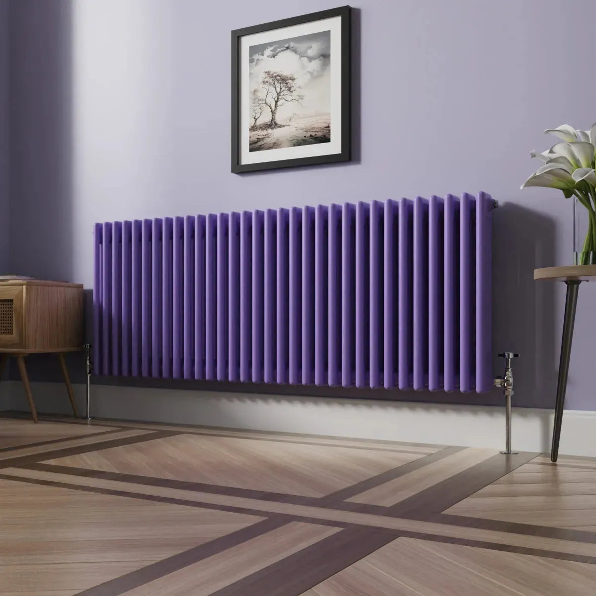 Ferentino - Traditional horizontal column radiator blue lilac