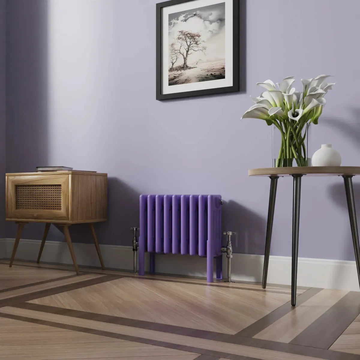 Ferentino - Traditional horizontal column radiator blue lilac