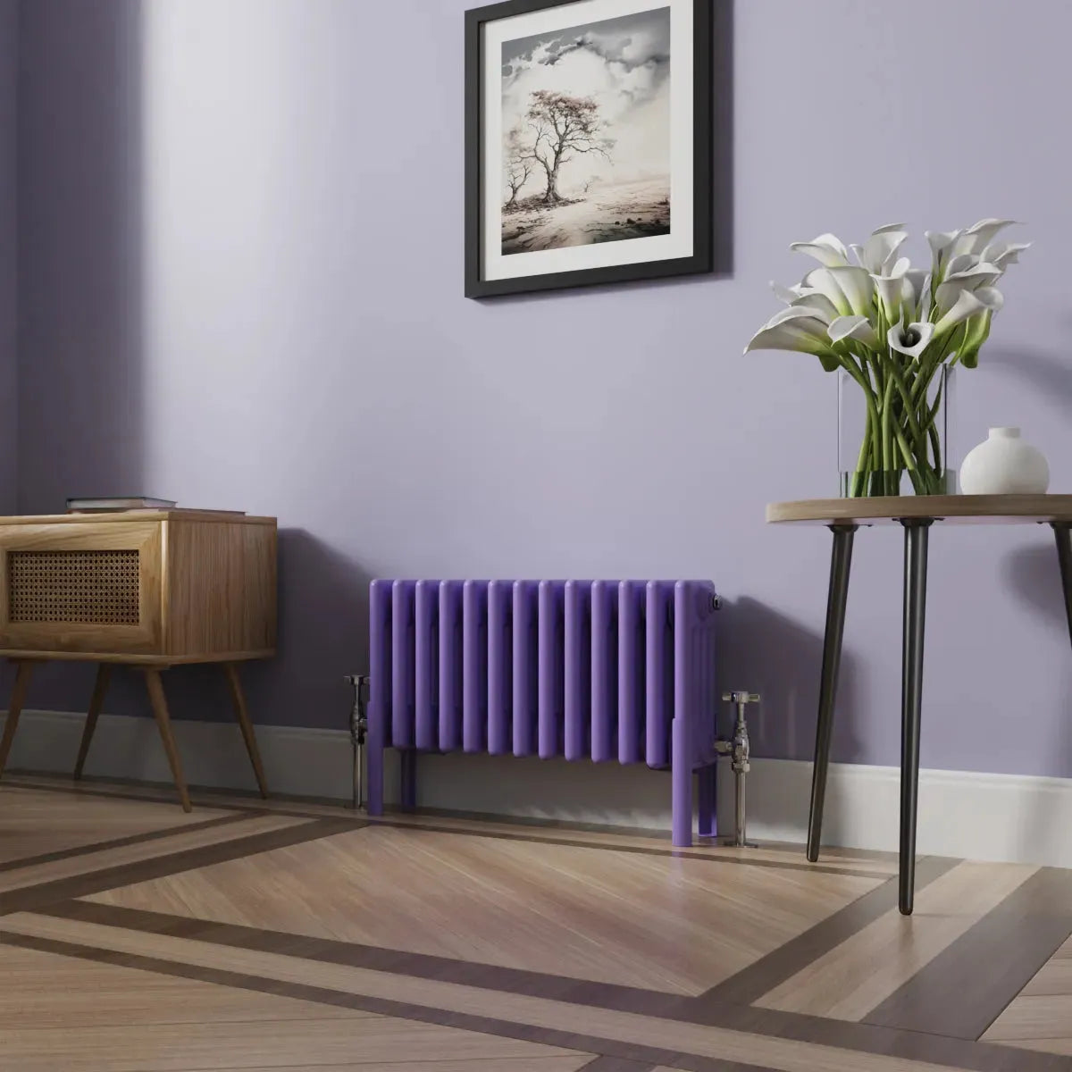 Ferentino - Traditional horizontal column radiator blue lilac