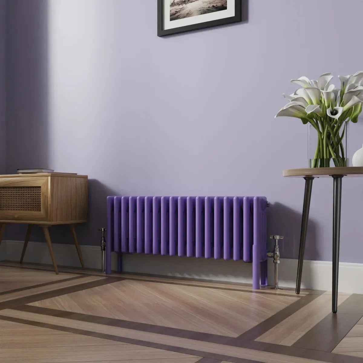 Ferentino - Traditional horizontal column radiator blue lilac