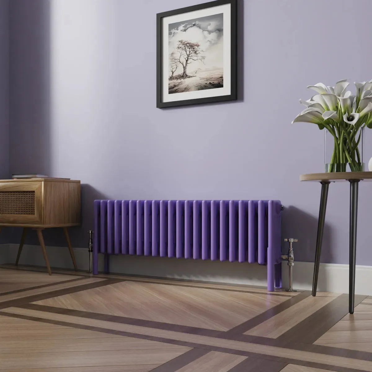 Ferentino - Traditional horizontal column radiator blue lilac