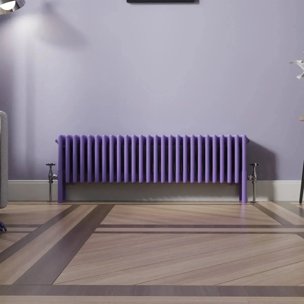 Ferentino - Traditional horizontal column radiator blue lilac