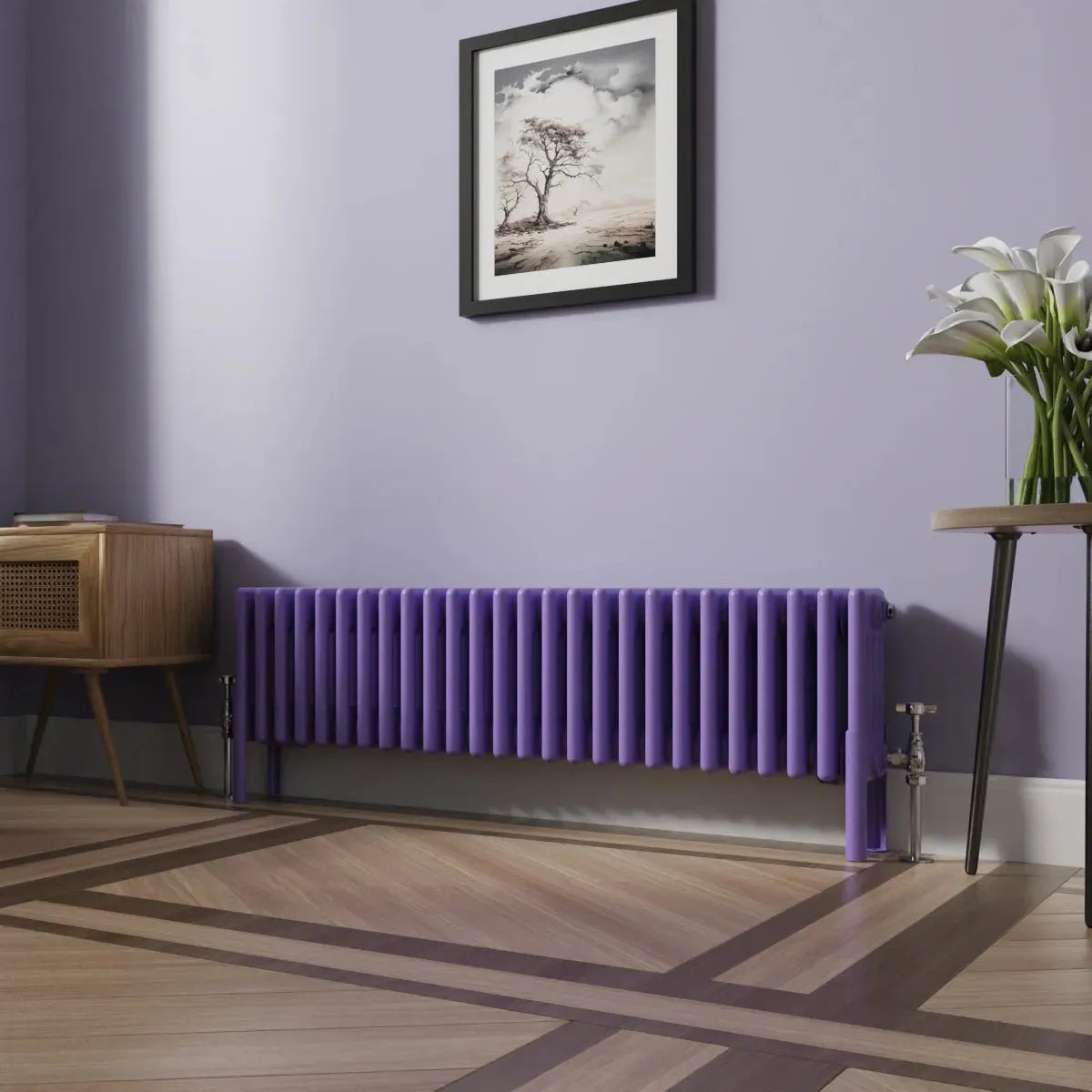 Ferentino - Traditional horizontal column radiator blue lilac