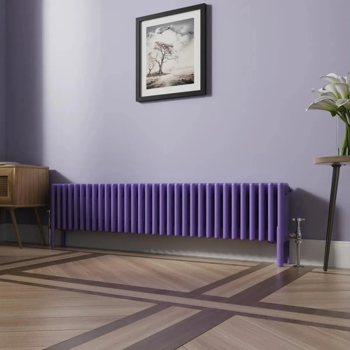 Ferentino - Traditional horizontal column radiator blue lilac