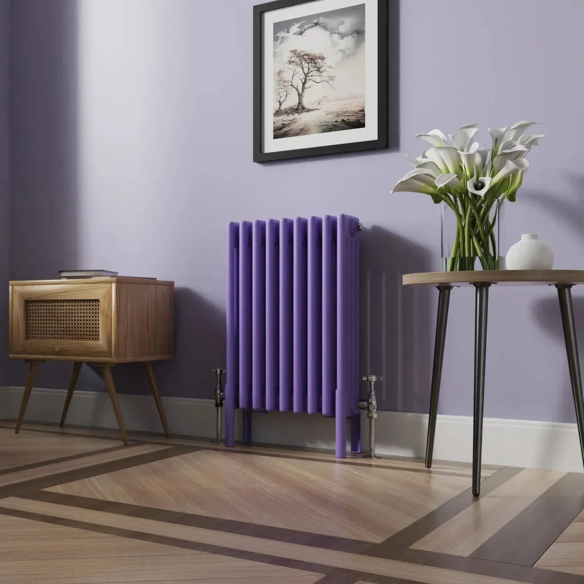 Ferentino - Traditional horizontal column radiator blue lilac