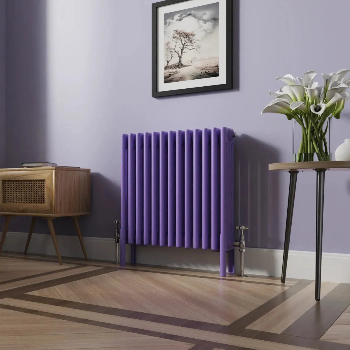 Ferentino - Traditional horizontal column radiator blue lilac