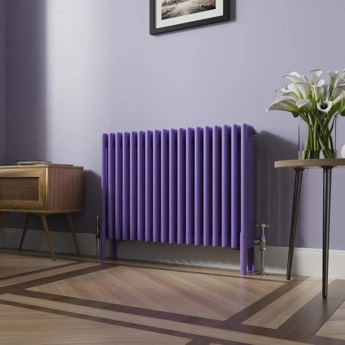 Ferentino - Traditional horizontal column radiator blue lilac