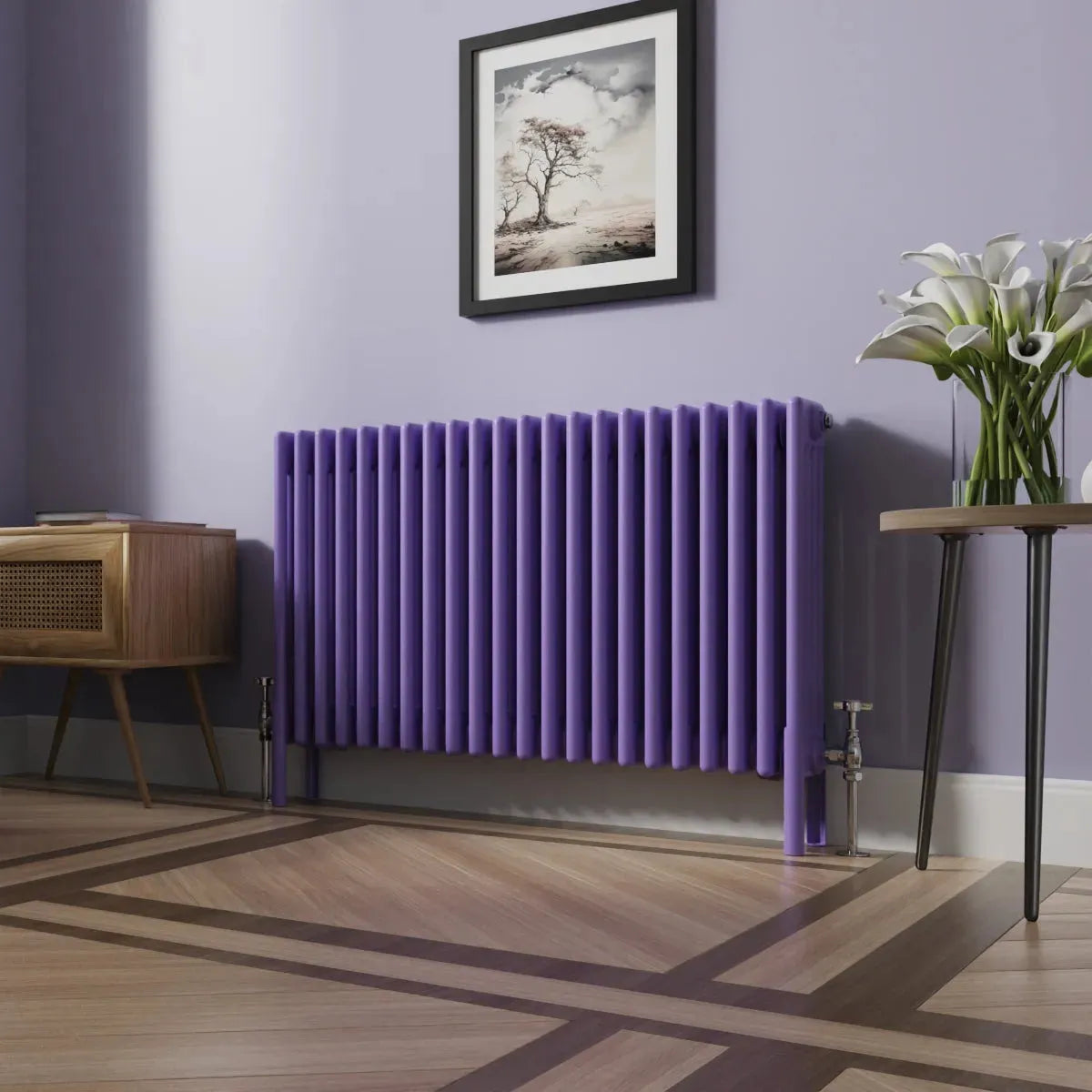 Ferentino - Traditional horizontal column radiator blue lilac