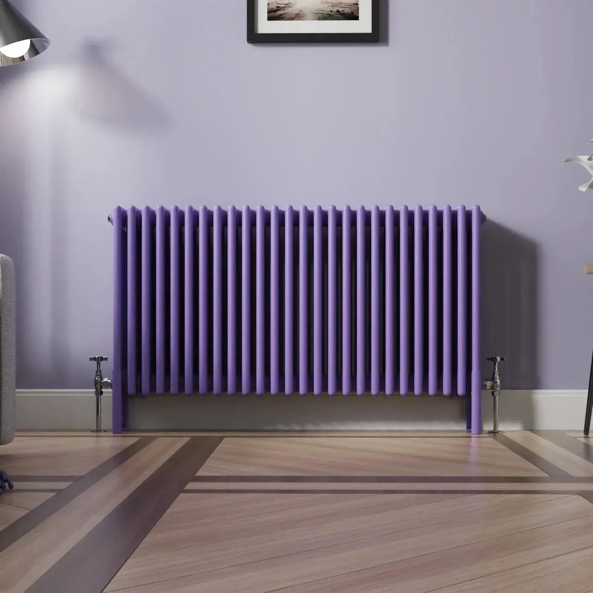 Ferentino - Traditional horizontal column radiator blue lilac