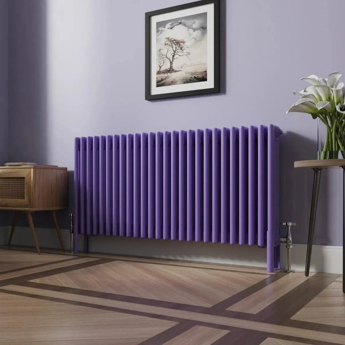 Ferentino - Traditional horizontal column radiator blue lilac