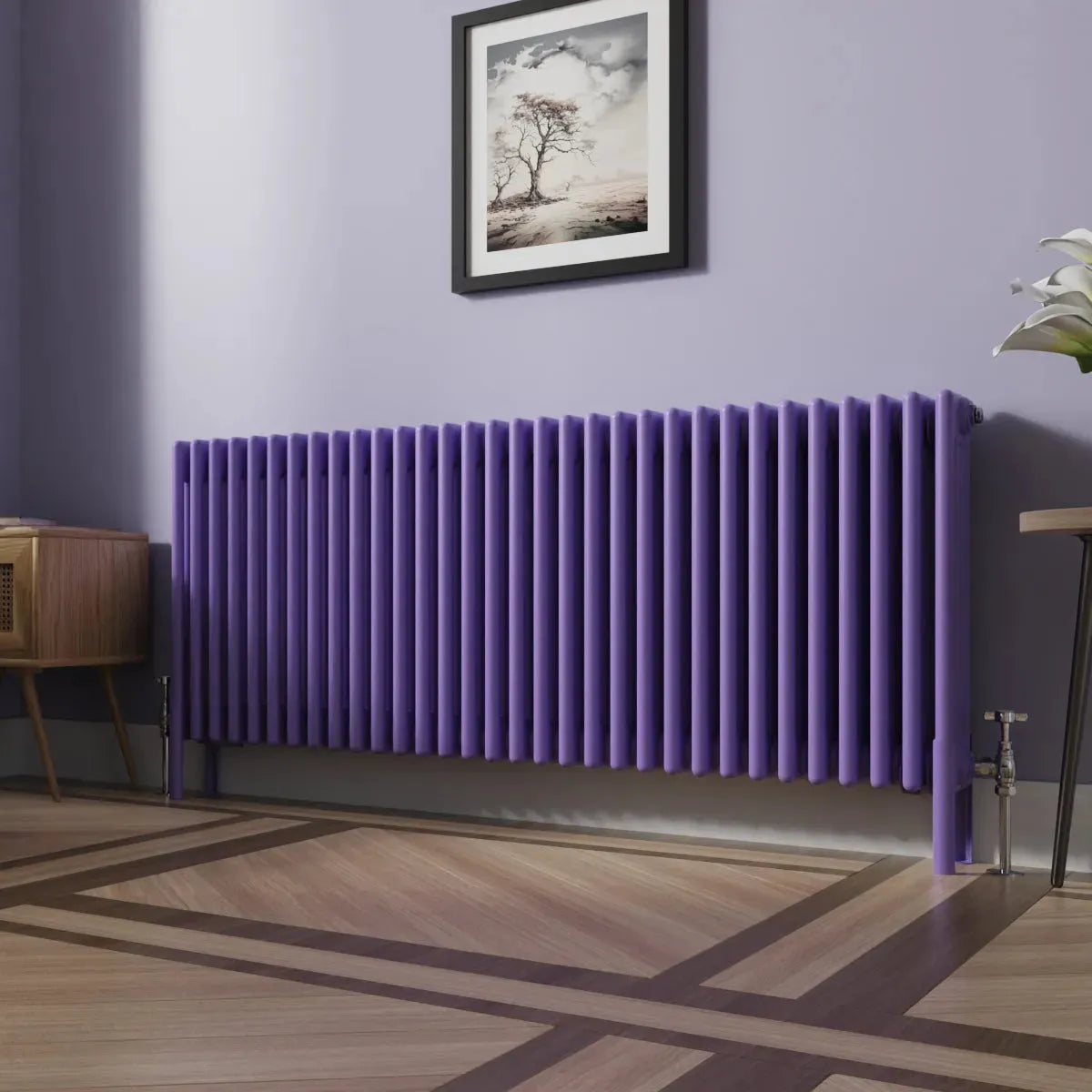 Ferentino - Traditional horizontal column radiator blue lilac