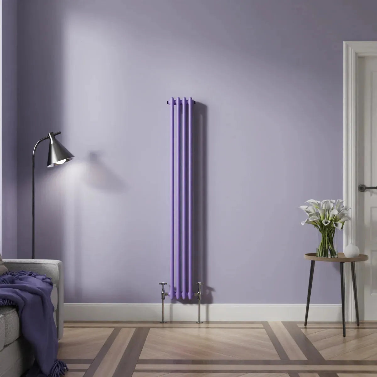 Ferentino - Traditional vertical column radiator blue lilac