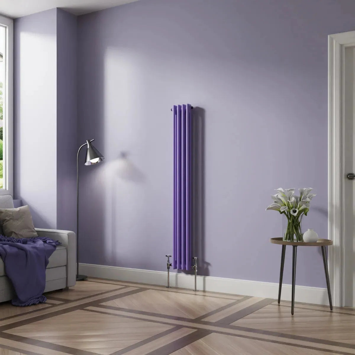 Ferentino - Traditional vertical column radiator blue lilac