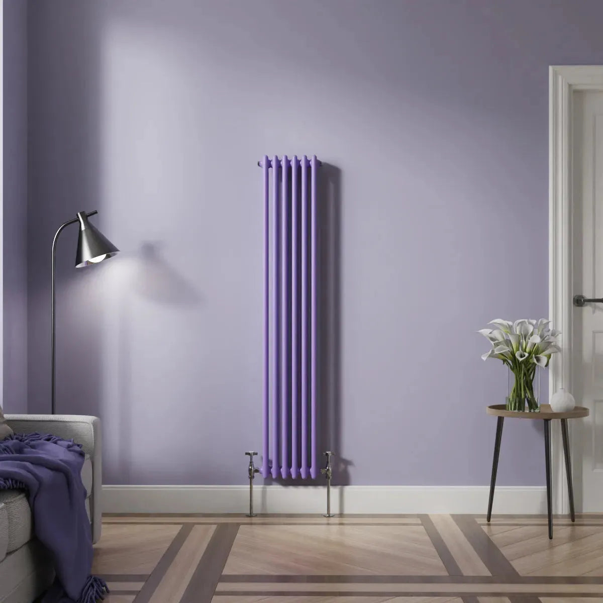 Ferentino - Traditional vertical column radiator blue lilac