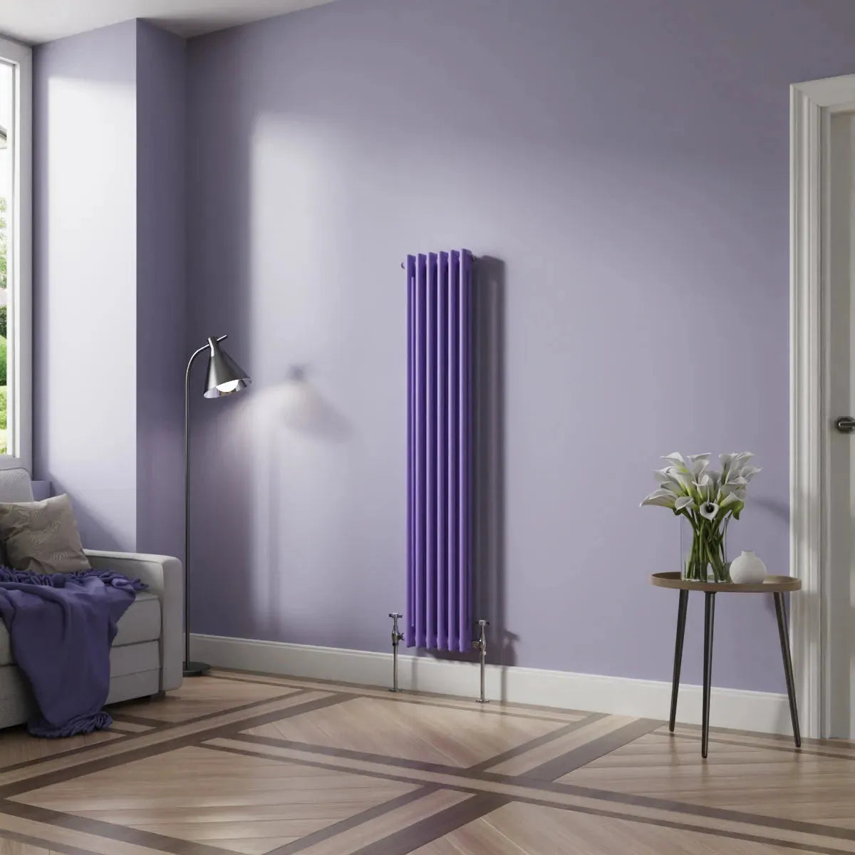 Ferentino - Traditional vertical column radiator blue lilac