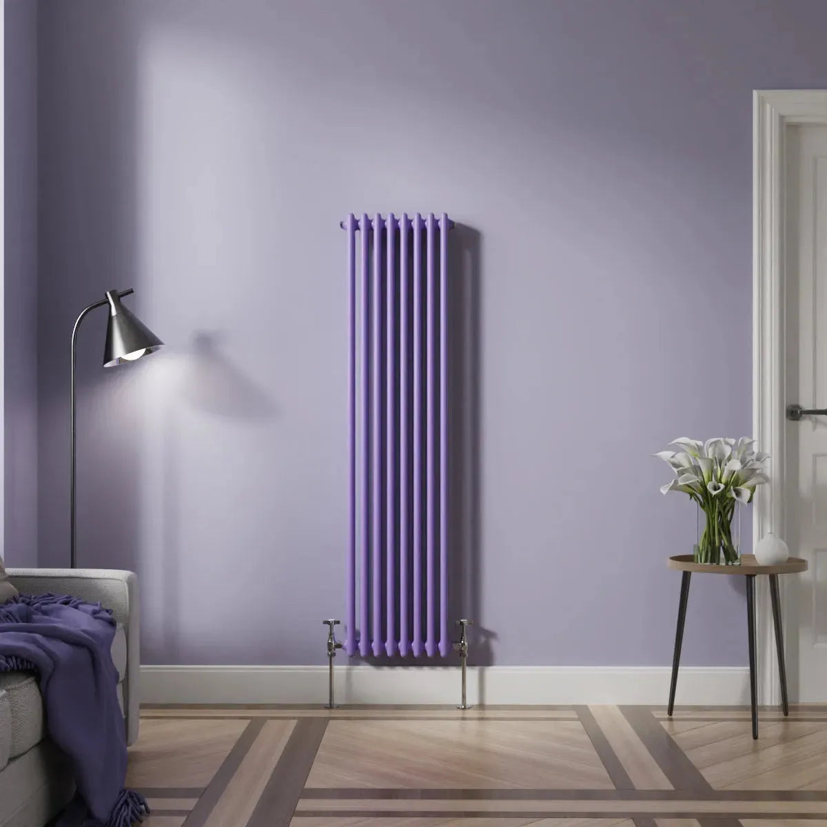 Ferentino - Traditional vertical column radiator blue lilac