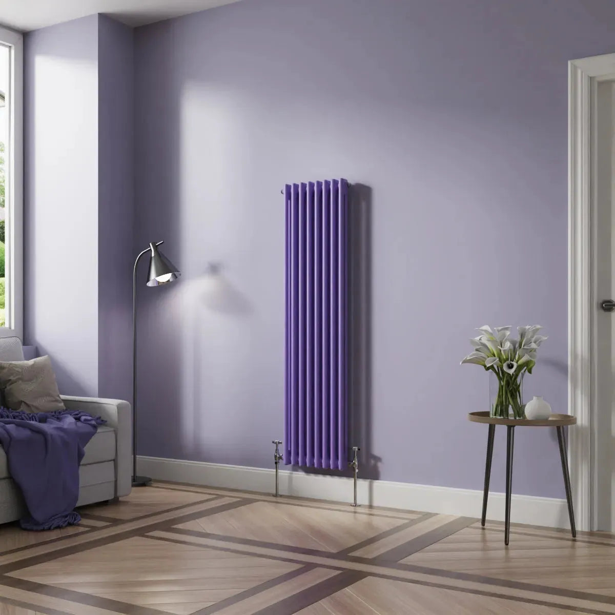 Ferentino - Traditional vertical column radiator blue lilac