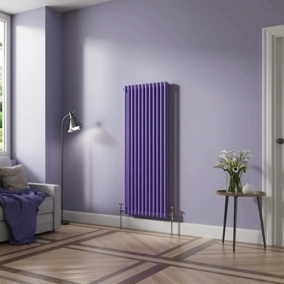 Ferentino - Traditional vertical column radiator blue lilac