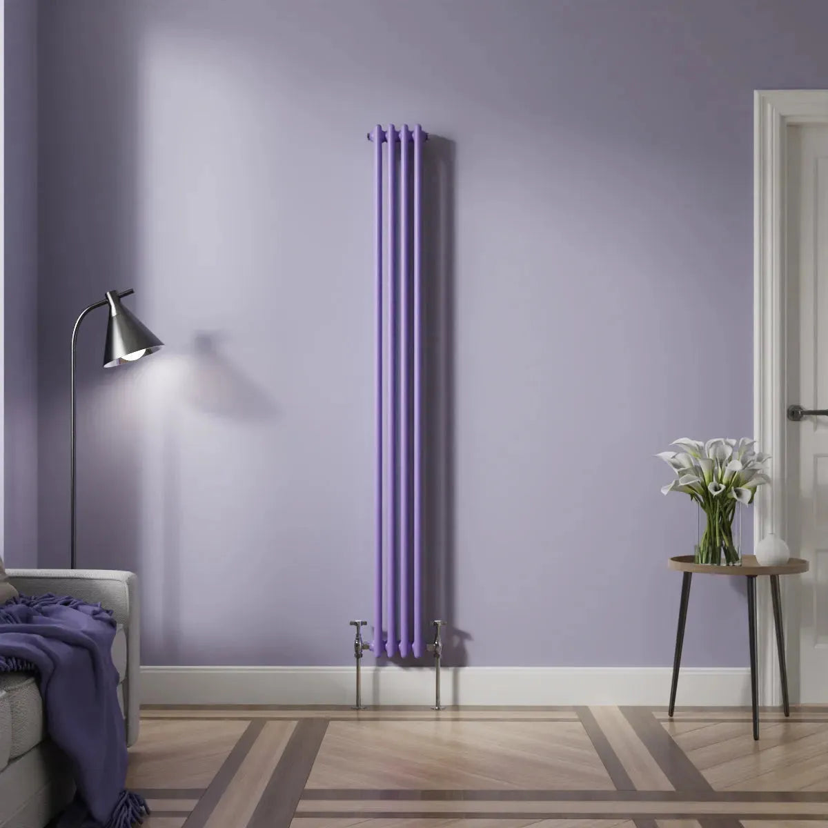 Ferentino - Traditional vertical column radiator blue lilac