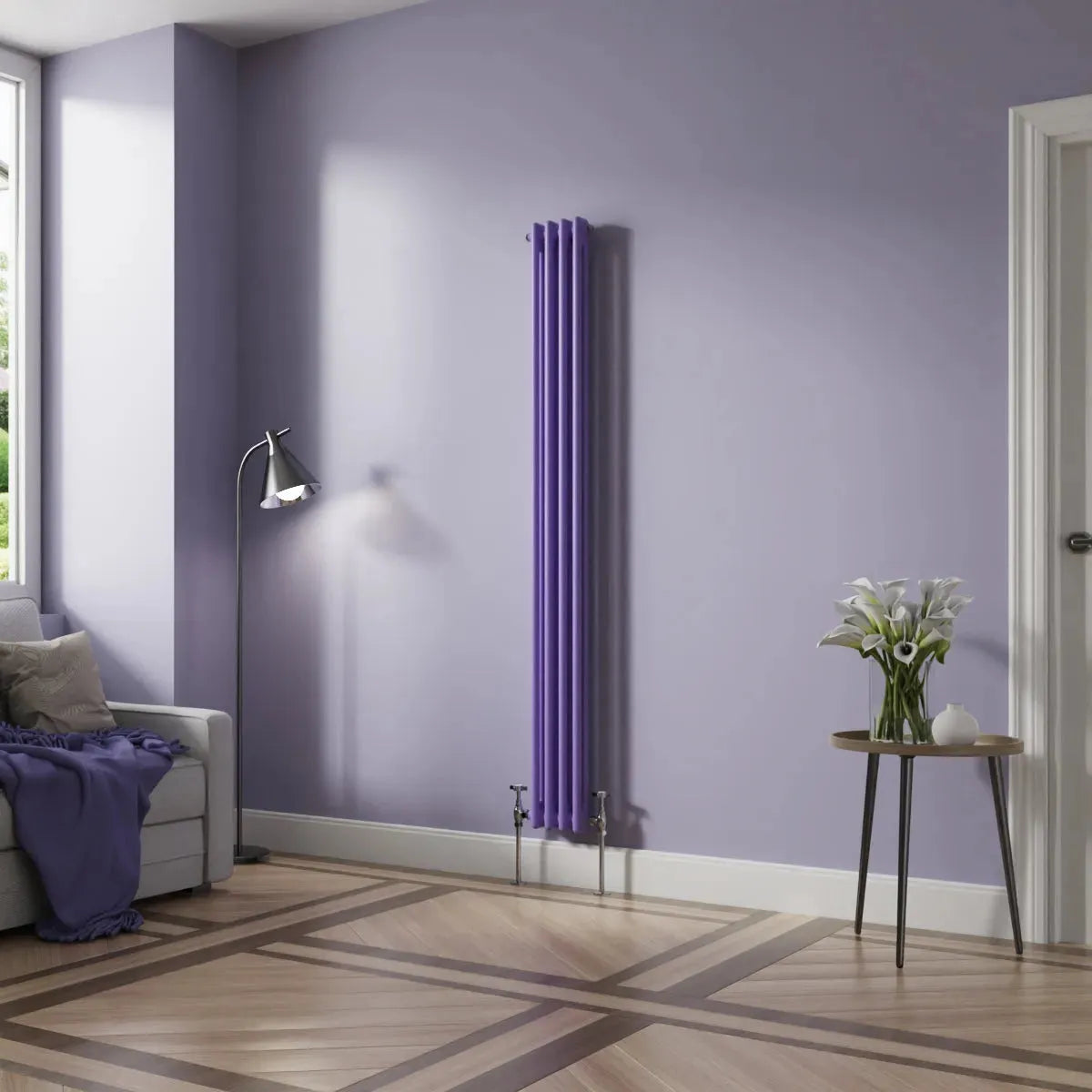 Ferentino - Traditional vertical column radiator blue lilac