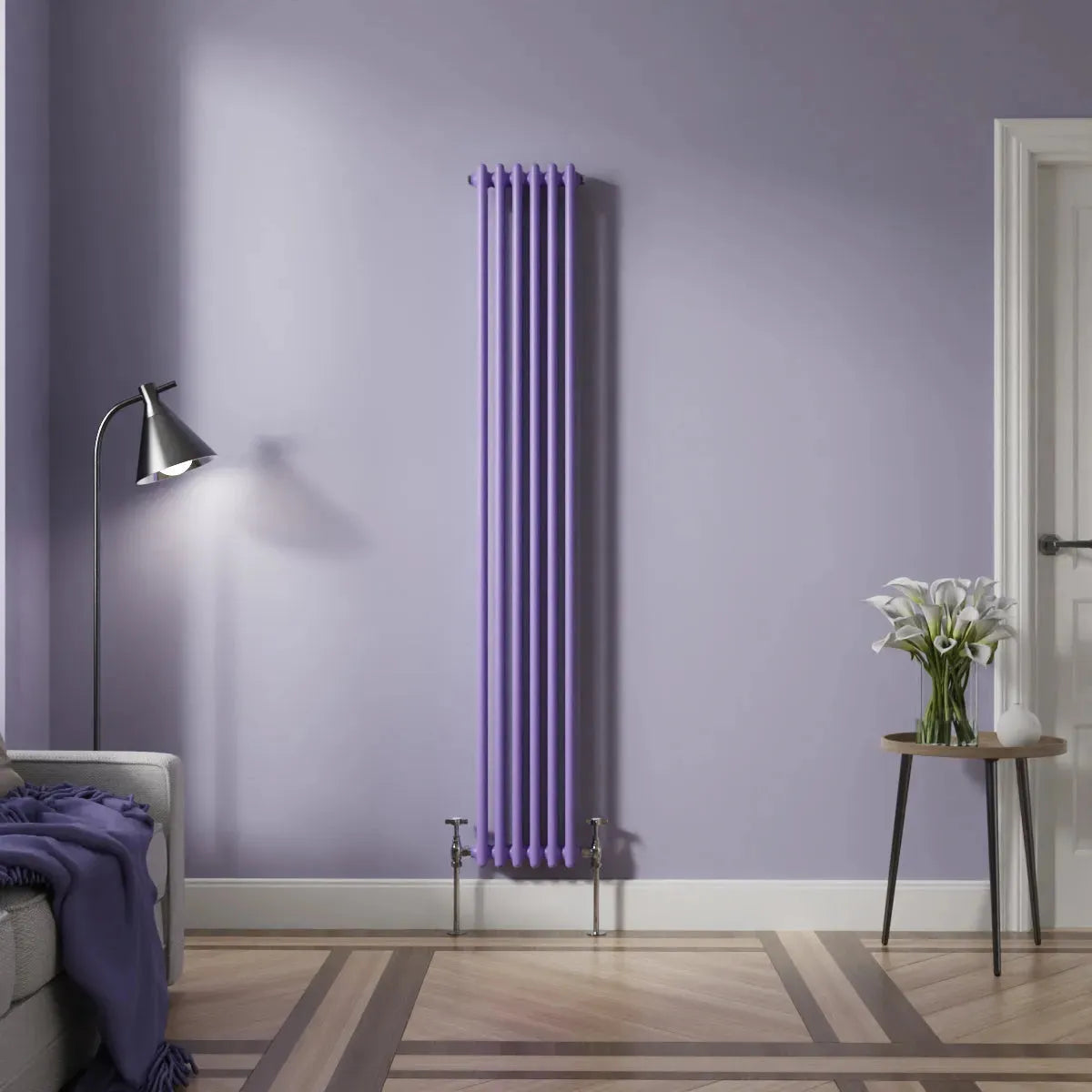 Ferentino - Traditional vertical column radiator blue lilac