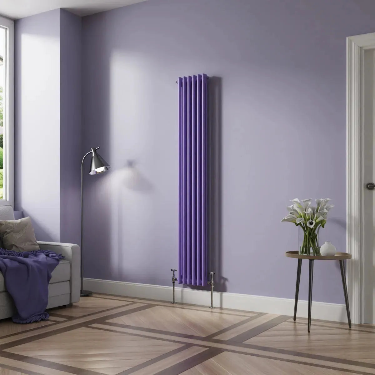 Ferentino - Traditional vertical column radiator blue lilac