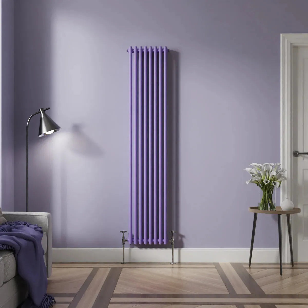 Ferentino - Traditional vertical column radiator blue lilac