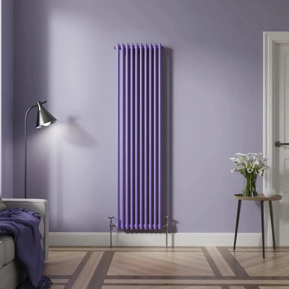 Ferentino - Traditional vertical column radiator blue lilac