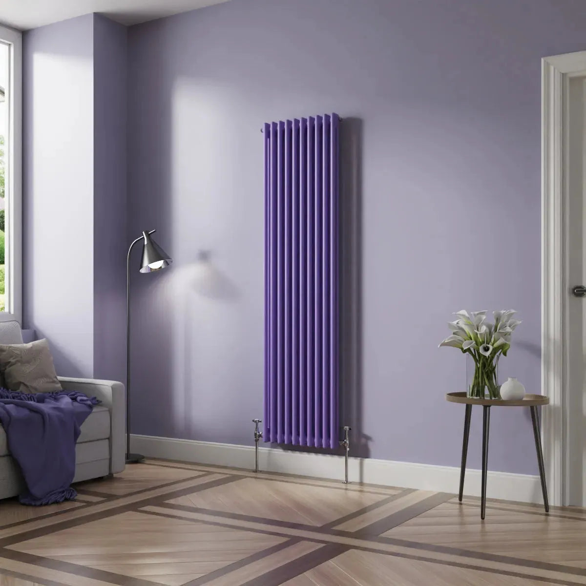 Ferentino - Traditional vertical column radiator blue lilac