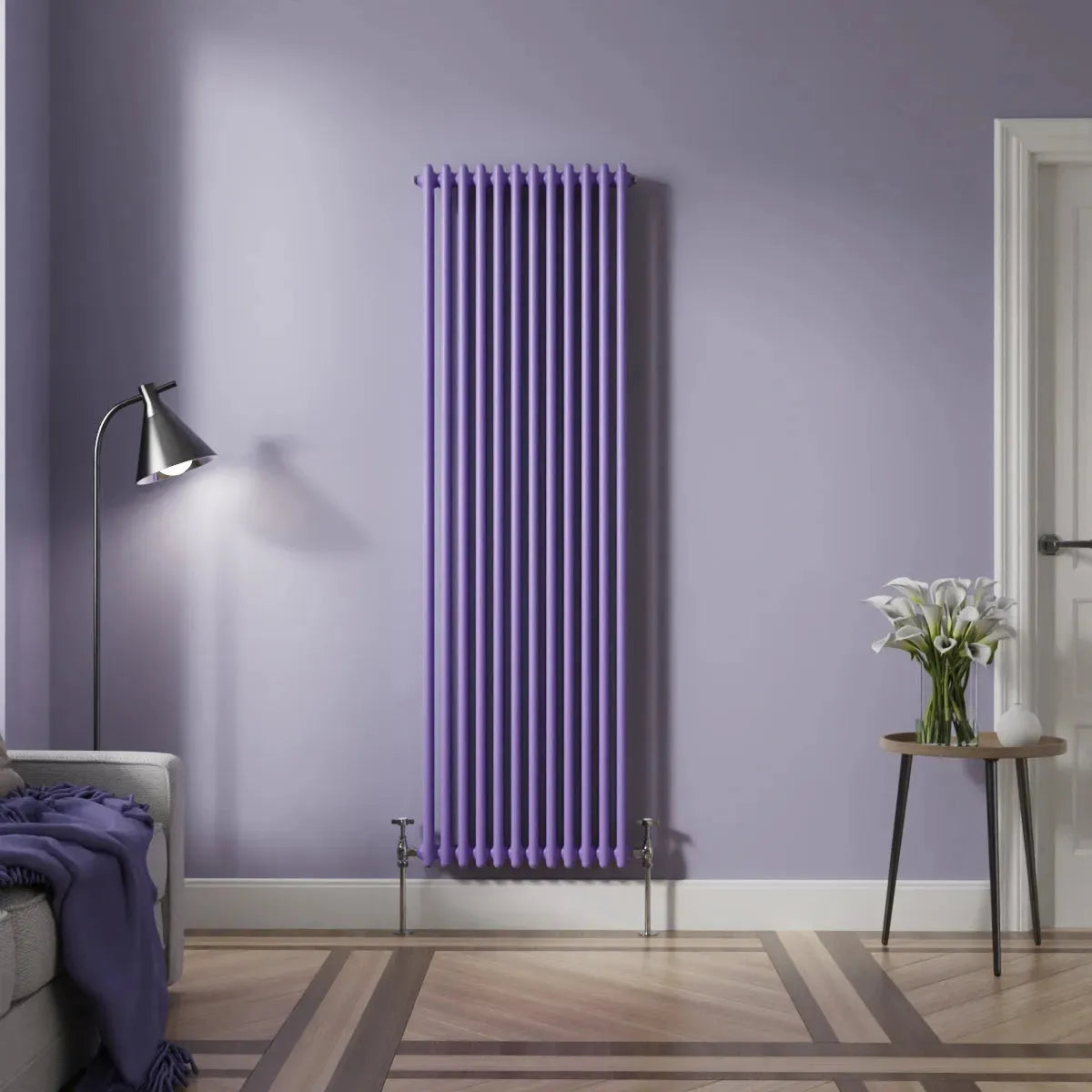 Ferentino - Traditional vertical column radiator blue lilac