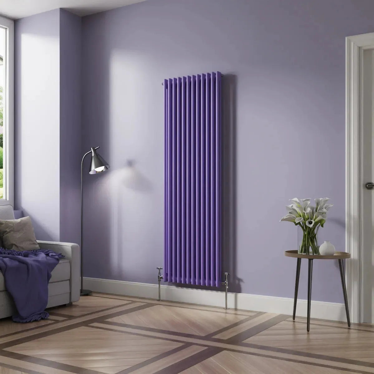 Ferentino - Traditional vertical column radiator blue lilac