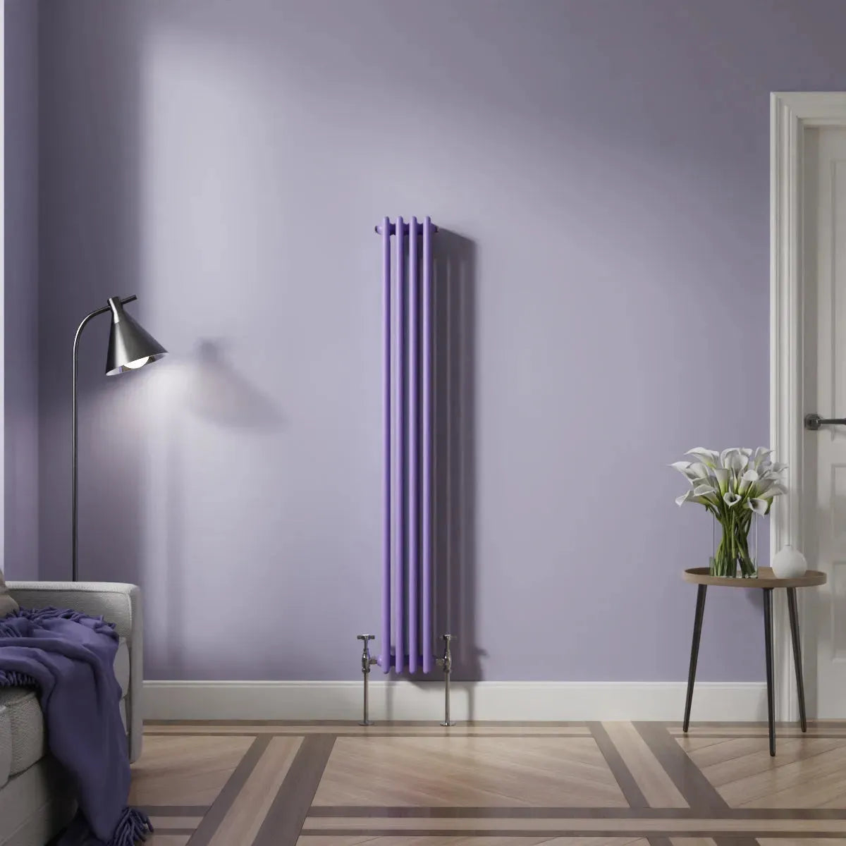 Ferentino - Traditional vertical column radiator blue lilac