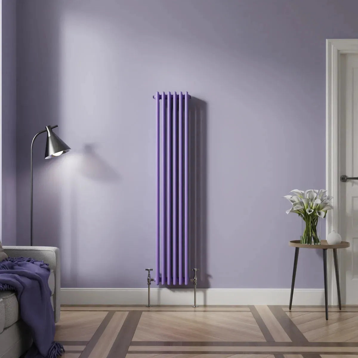 Ferentino - Traditional vertical column radiator blue lilac