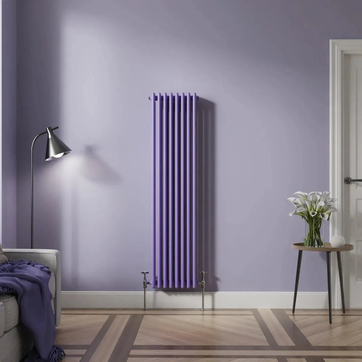 Ferentino - Traditional vertical column radiator blue lilac