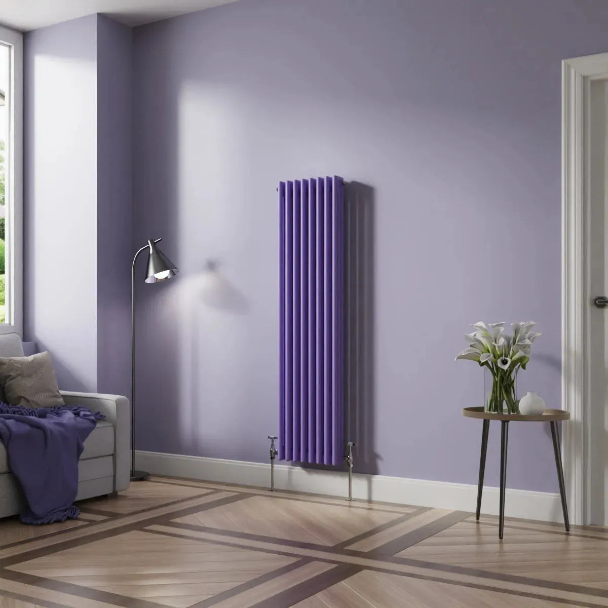 Ferentino - Traditional vertical column radiator blue lilac