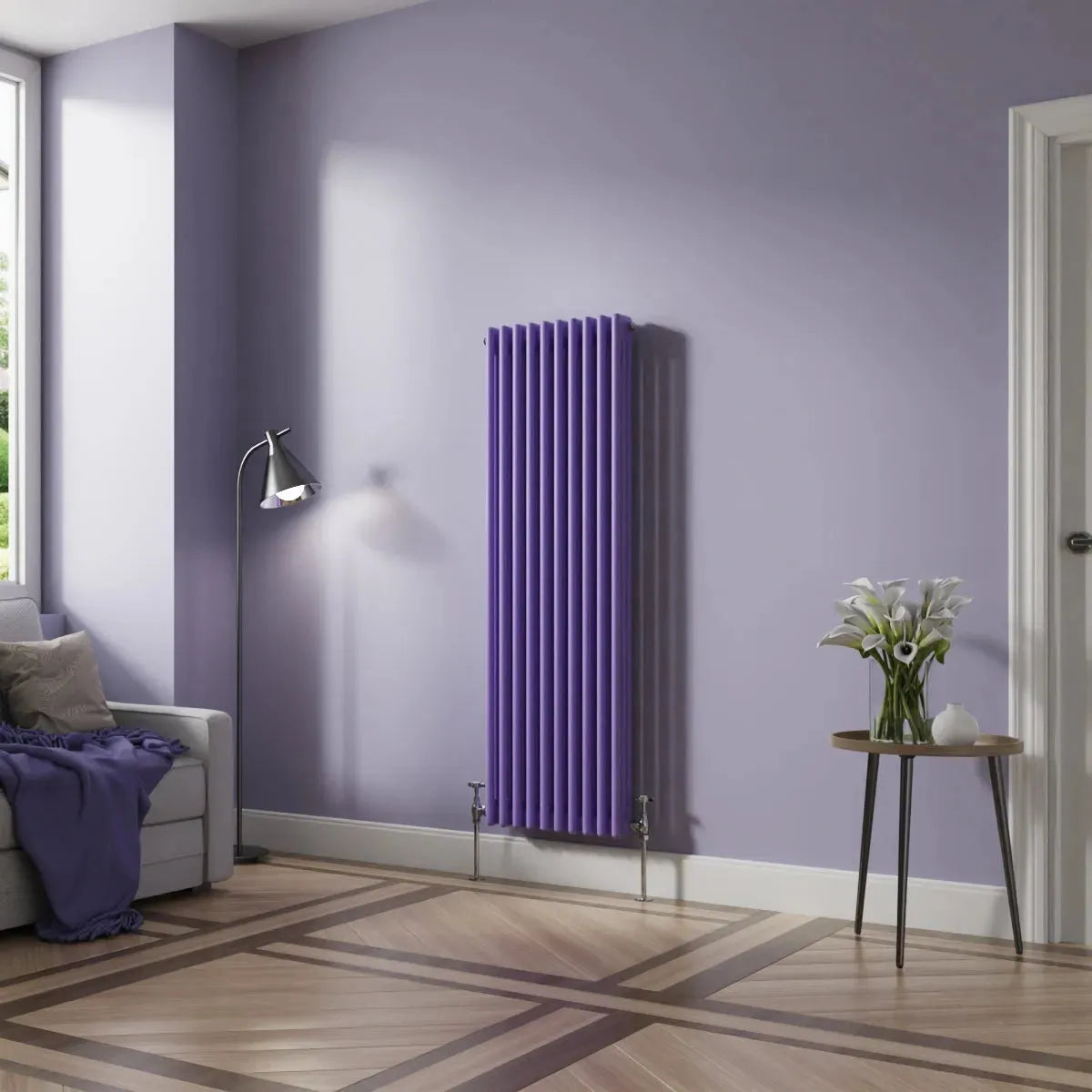 Ferentino - Traditional vertical column radiator blue lilac