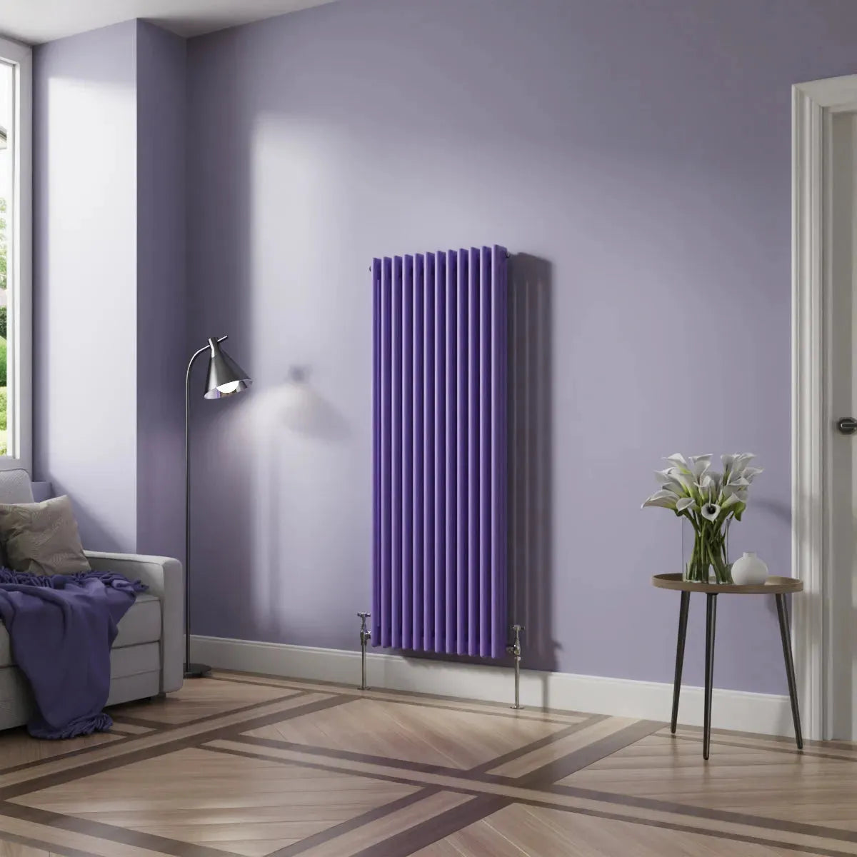 Ferentino - Traditional vertical column radiator blue lilac