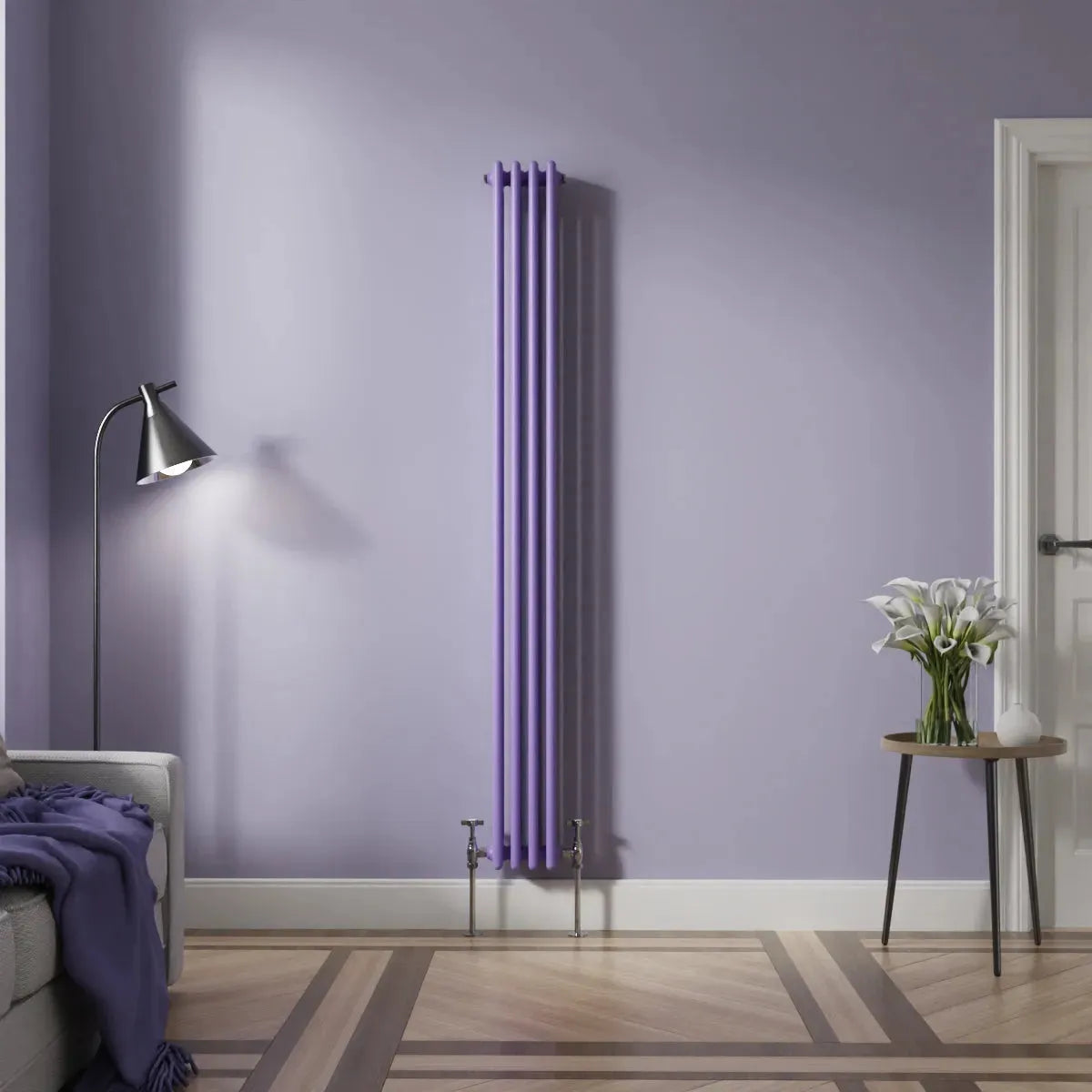 Ferentino - Traditional vertical column radiator blue lilac