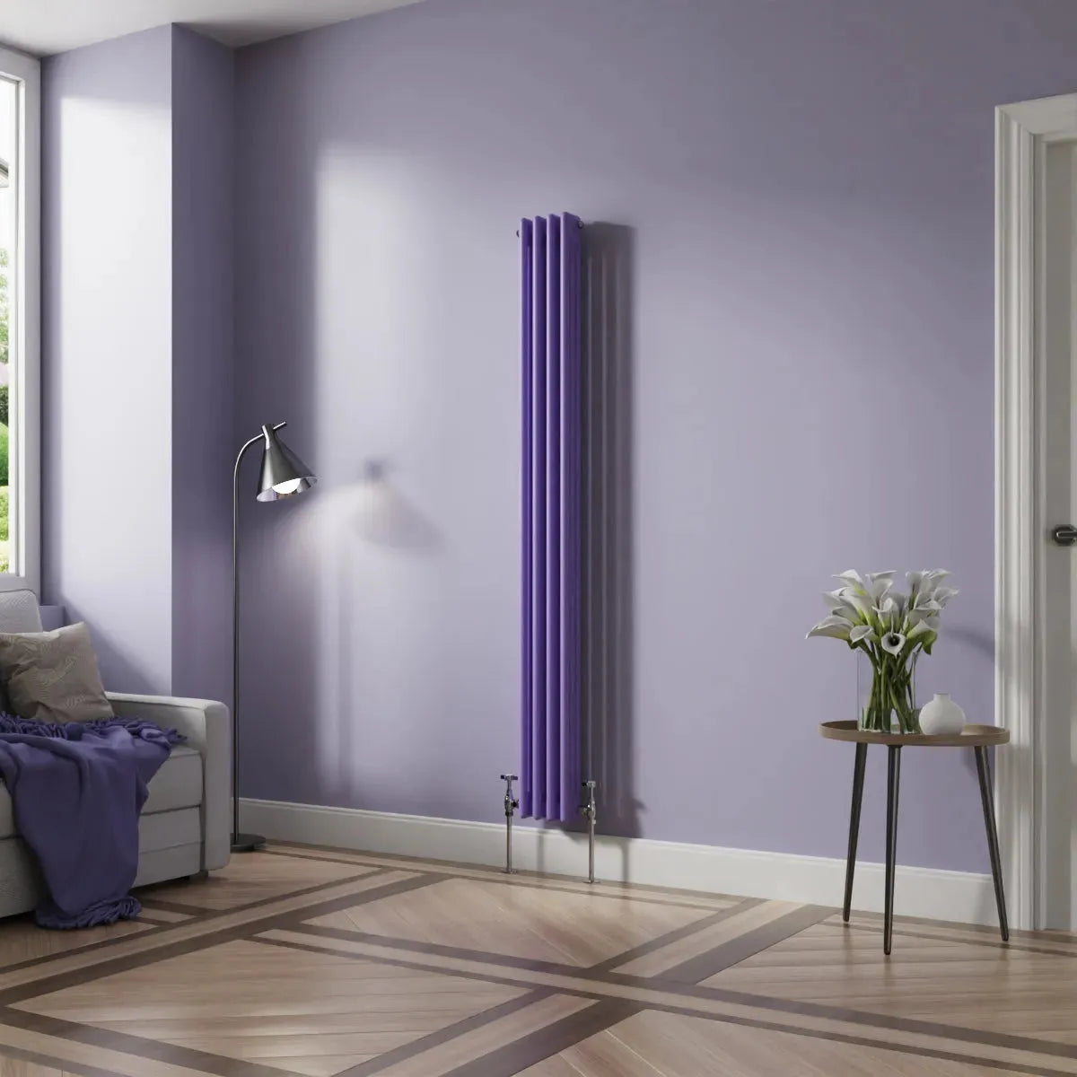 Ferentino - Traditional vertical column radiator blue lilac